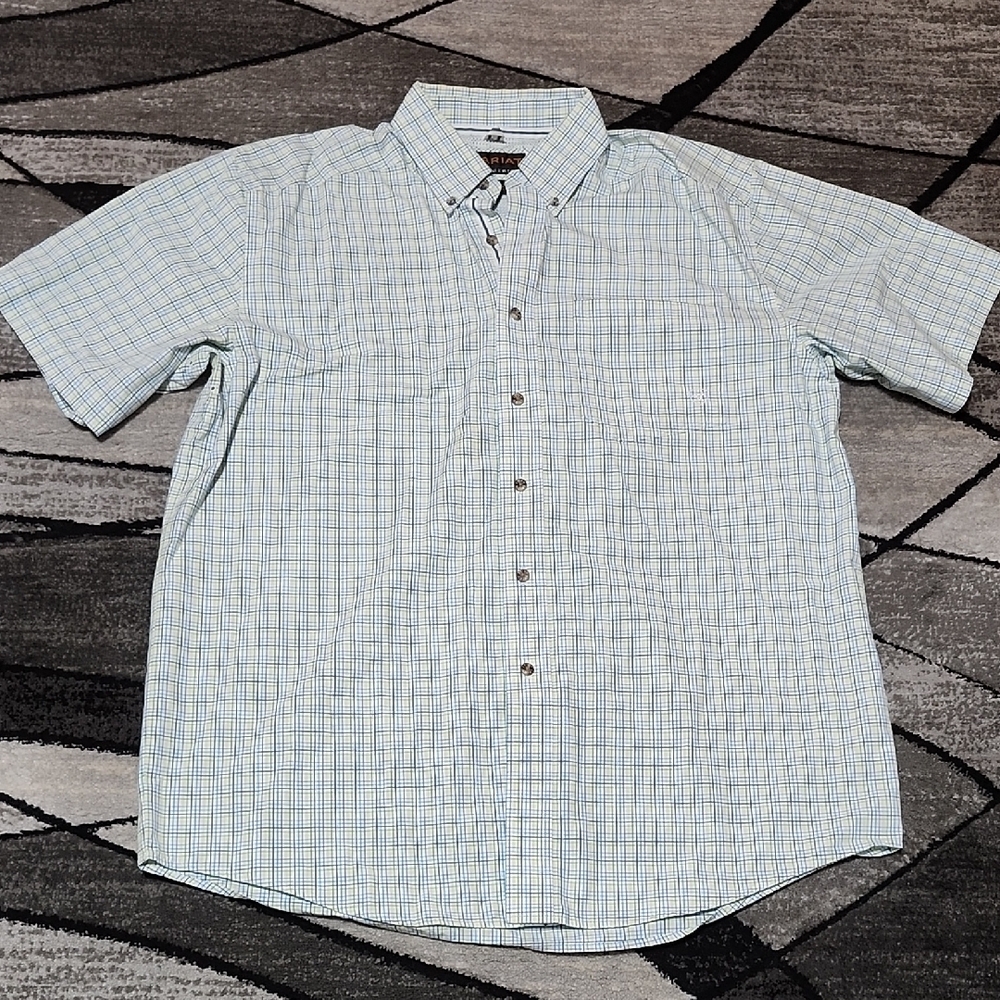 ARIAT PRO SERIES EMBROIDERED PLAID SHORT-SLEEVE WESTERN BUTTON-DOWN SHIRT